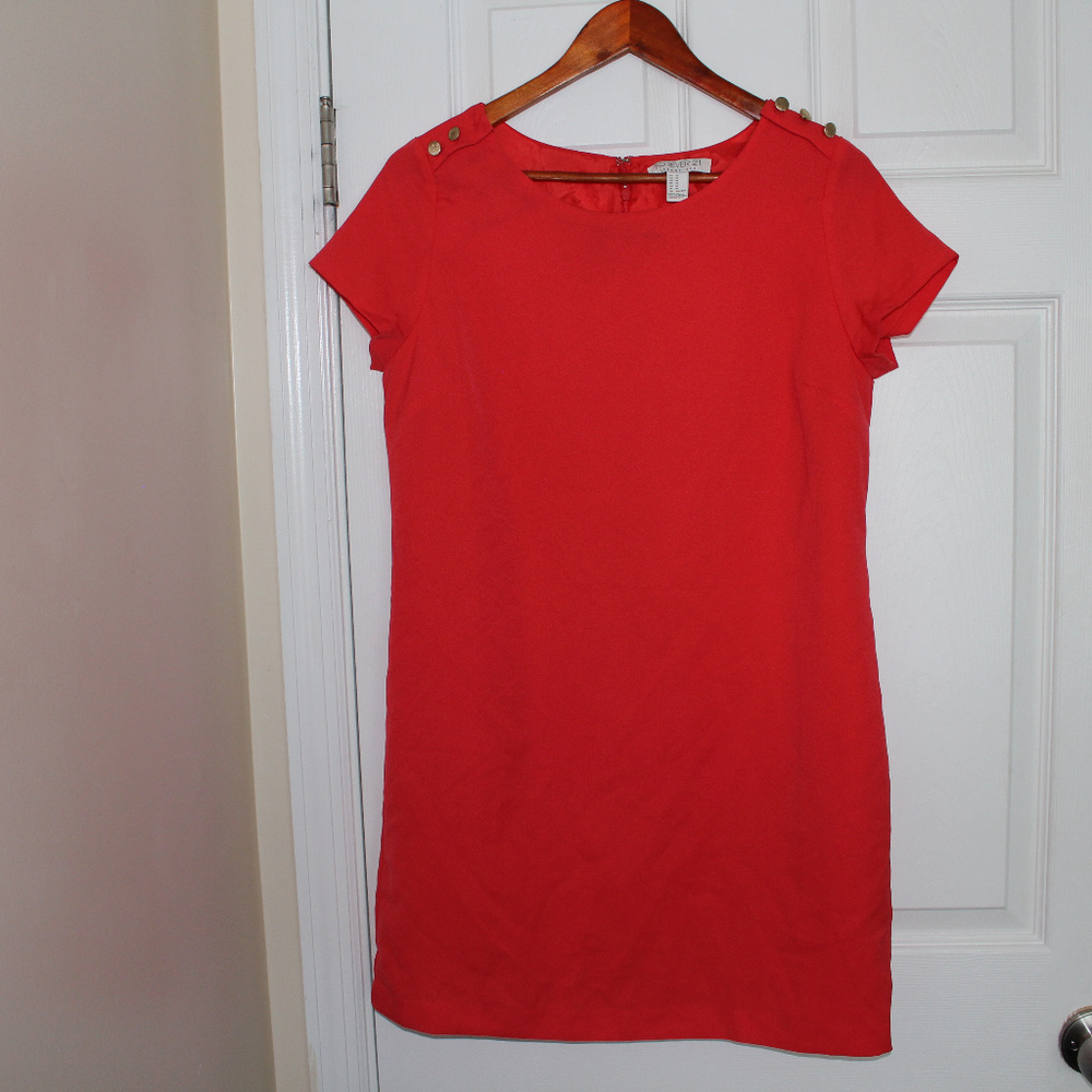 Red Forever 21 mod dress w/ gold accent bottons